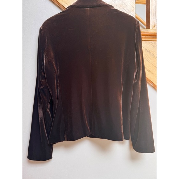 Coldwater Creek Velvet Blazer Jacket Brown Button Front Fitted Women's Size 10 - Picture 2 of 10